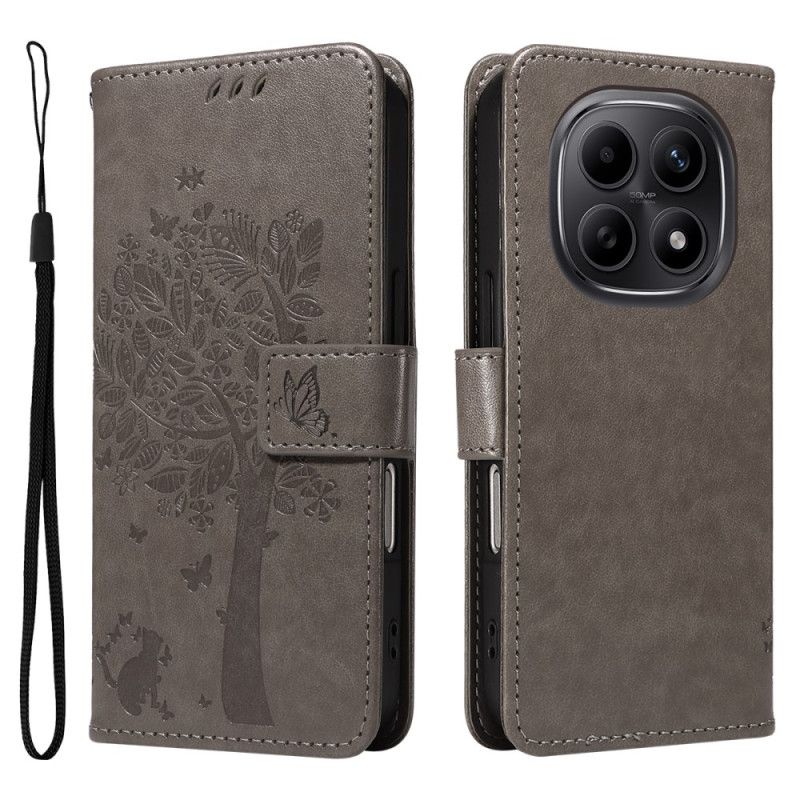 Leren Hoesje Xiaomi Redmi Note 15 5g Kat En Boompatroon Bescherming Hoesje