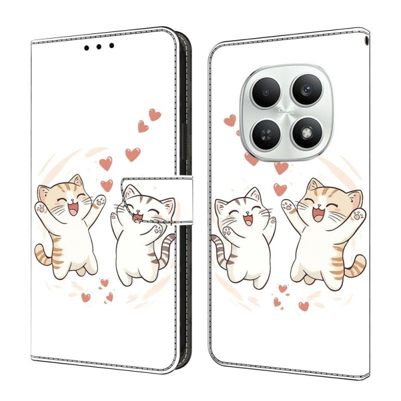 Leren Hoesje Xiaomi Redmi Note 15 5g Leuke Katten Bescherming Hoesje