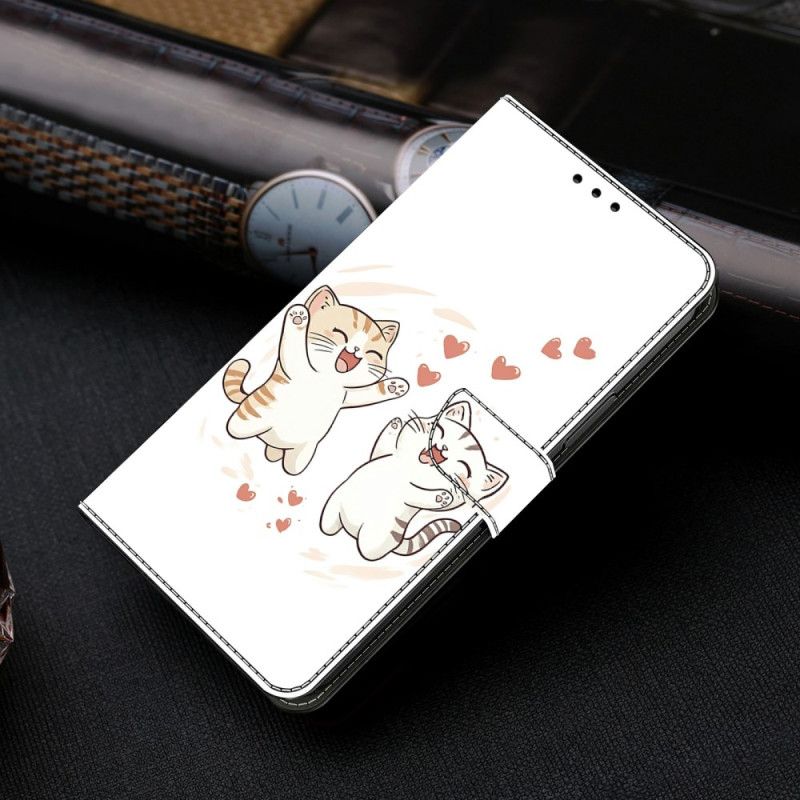Leren Hoesje Xiaomi Redmi Note 15 5g Leuke Katten Bescherming Hoesje