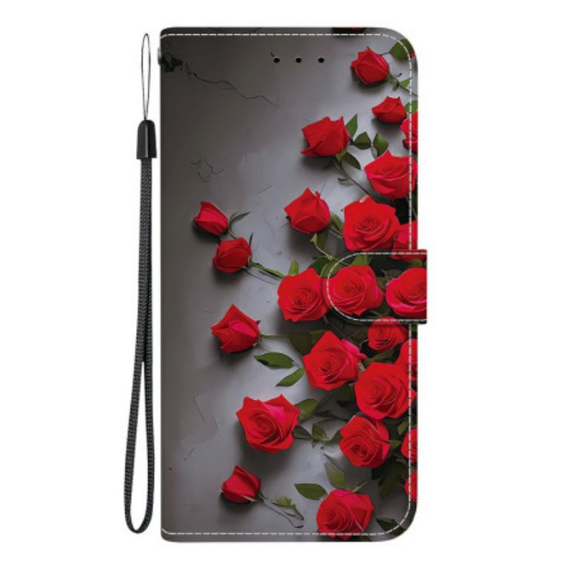 Leren Hoesje Xiaomi Redmi Note 15 5g Rode Rozen Bescherming Hoesje