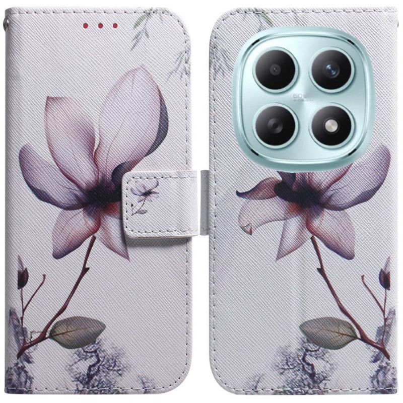 Leren Hoesje Xiaomi Redmi Note 15 5g Roze Bloem Bescherming Hoesje