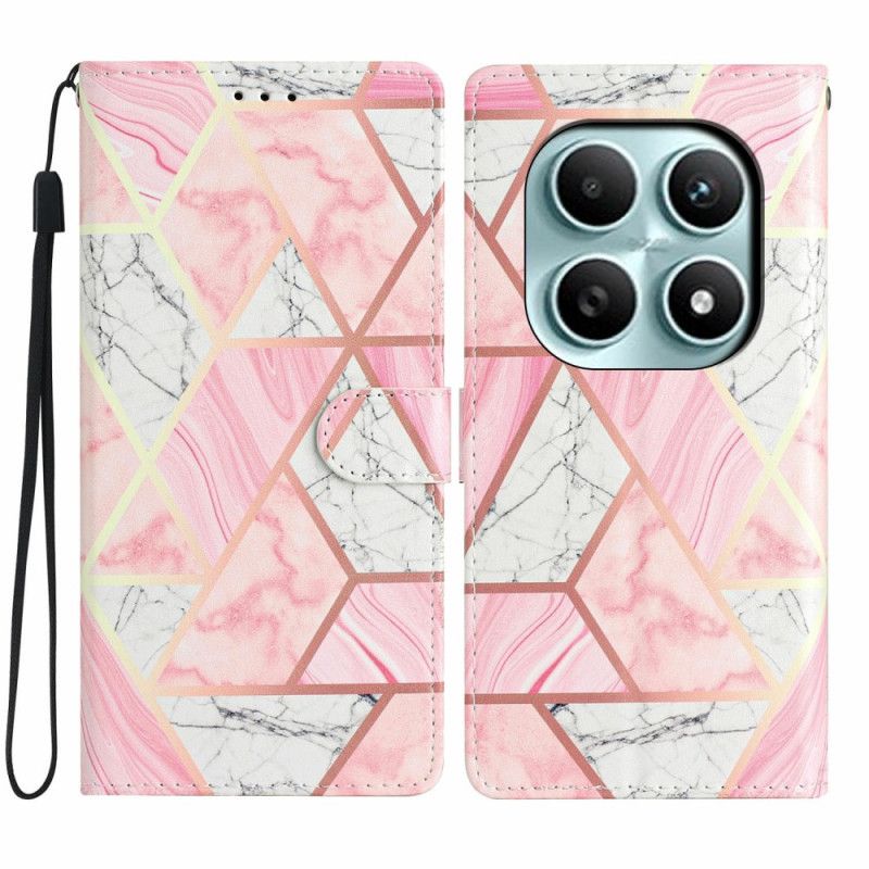 Leren Hoesje Xiaomi Redmi Note 15 5g Roze Marmer