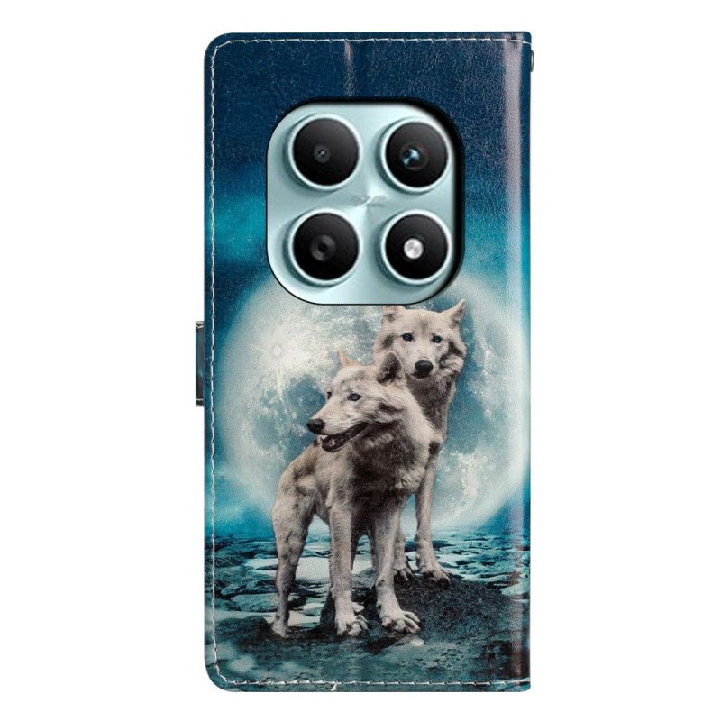 Leren Hoesje Xiaomi Redmi Note 15 5g Twee Wolven Bescherming Hoesje