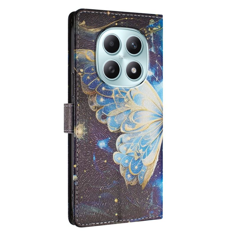 Leren Hoesje Xiaomi Redmi Note 15 5g Vlinder Met Sterren Bescherming Hoesje