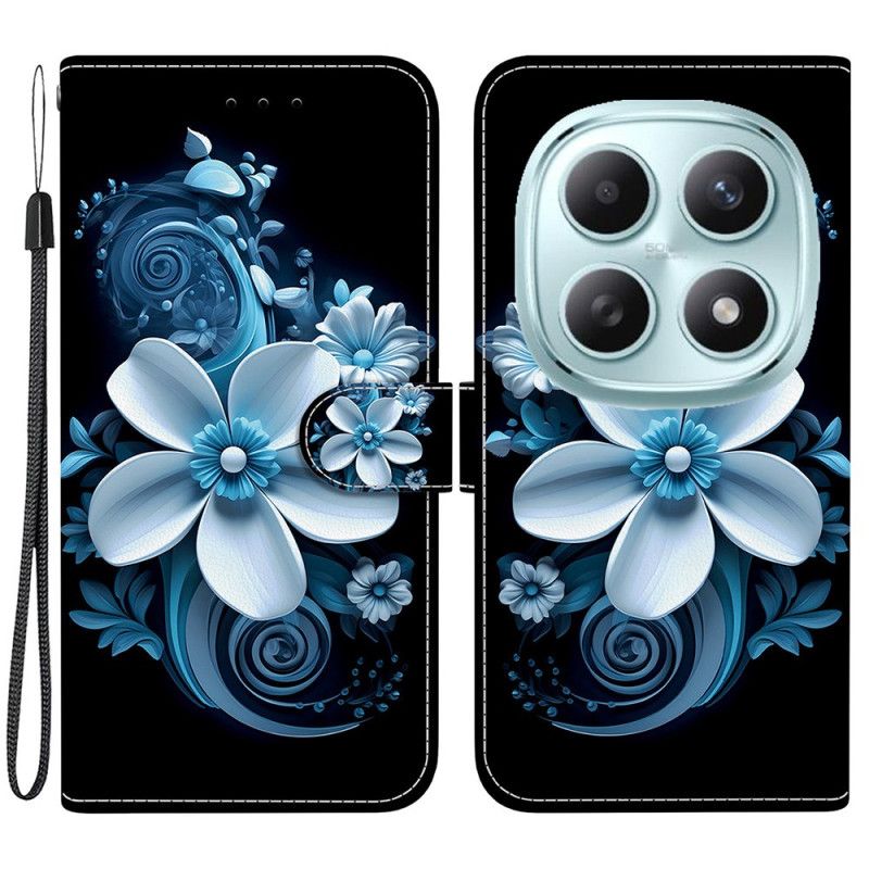 Leren Hoesje Xiaomi Redmi Note 15 5g Zwarte Orchidee Bescherming Hoesje