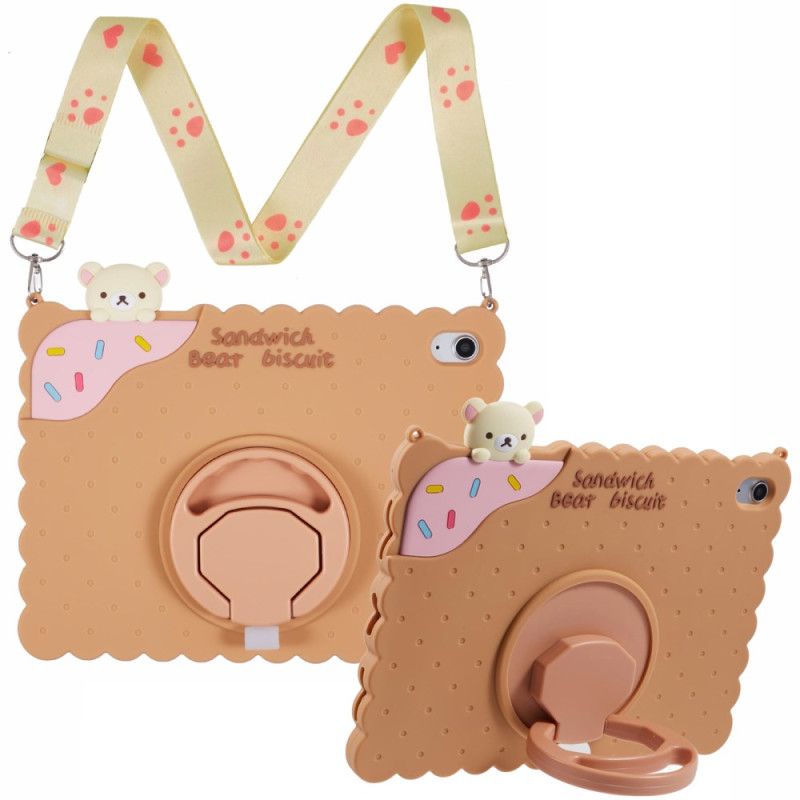 Cover Hoesje iPad (2025) Telefoonhoesje Standaard Met Biscuitdesign En Schouderband
