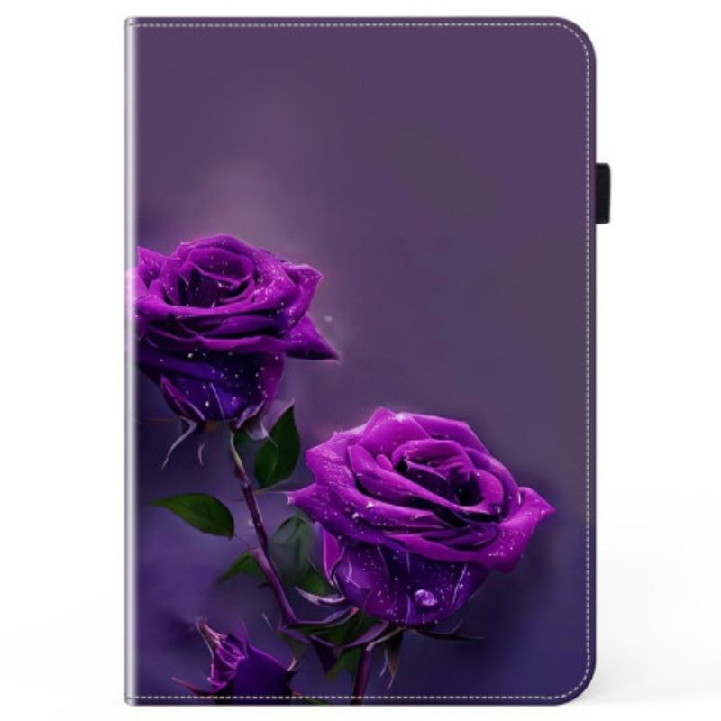 Cover iPad (2025) Paarse Rozen