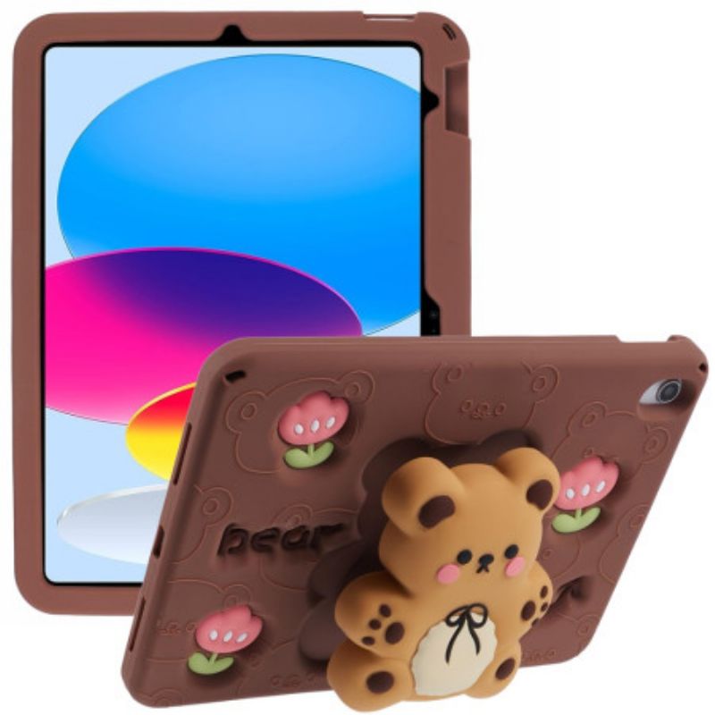 Cover iPad (2025) Teddybeerstandaard En Tulpmotief Bescherming Hoesje