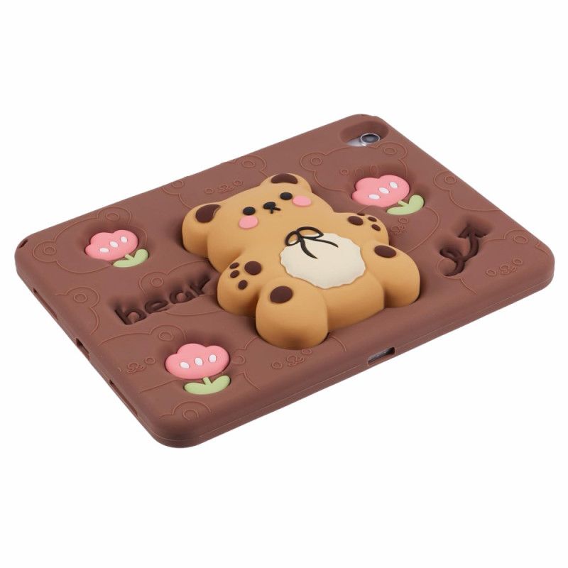 Cover iPad (2025) Teddybeerstandaard En Tulpmotief Bescherming Hoesje