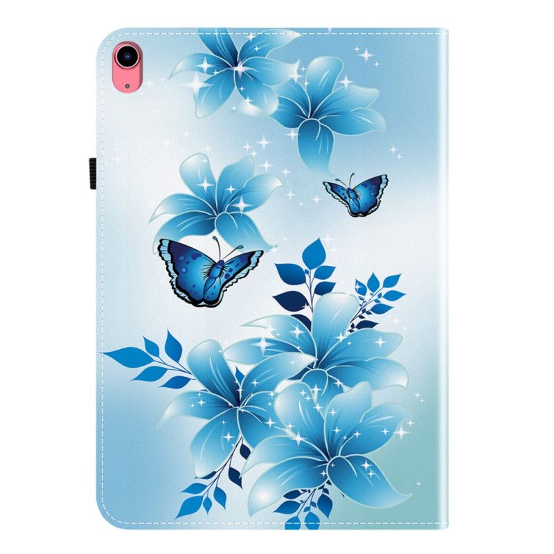Hoesje Case iPad (2025) Telefoonhoesje Blauwe Vlinders En Bloemen