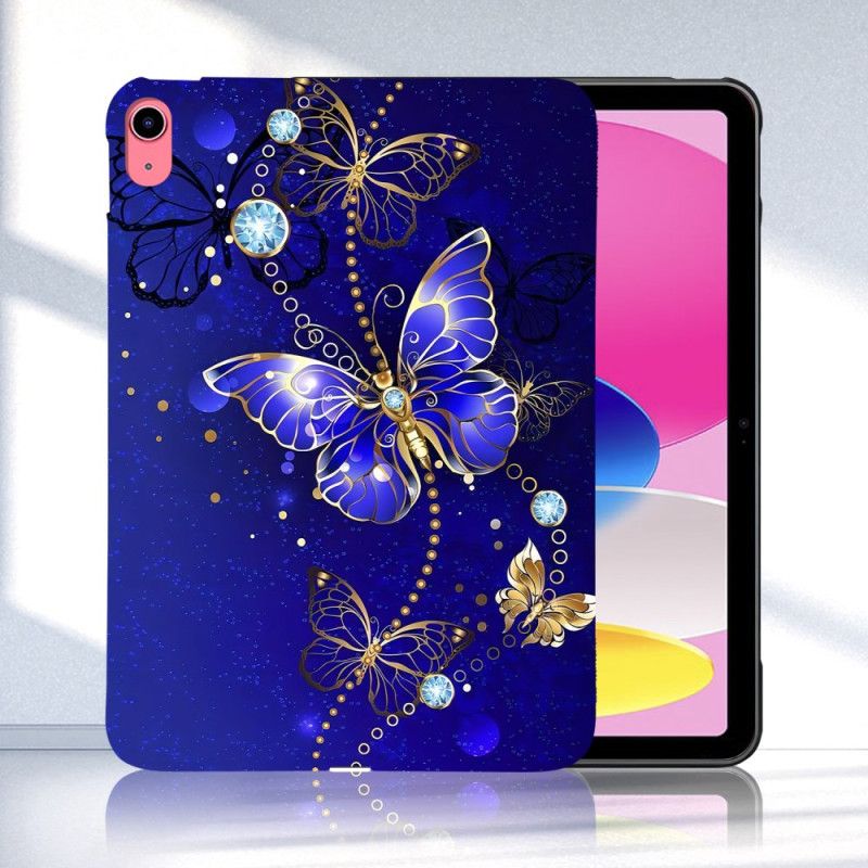 Hoesje iPad (2025) Blauwe En Gouden Vlinders