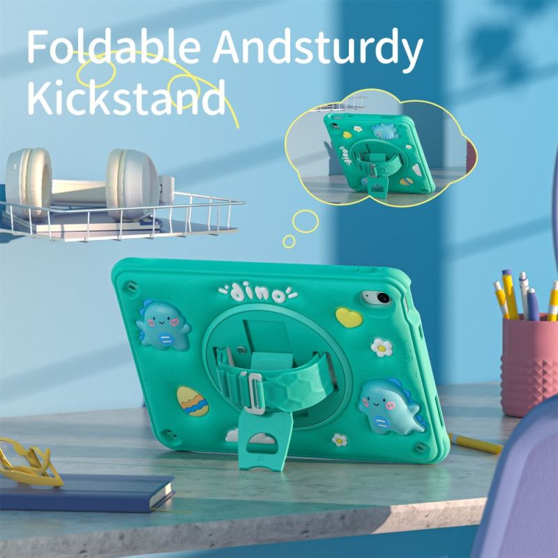 Hoesje iPad (2025) Dinosaurus Met Handvat En Standaard Voor Kinderen