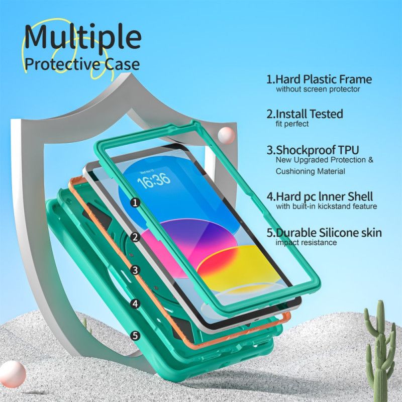 Hoesje iPad (2025) Dinosaurus Met Handvat En Standaard Voor Kinderen