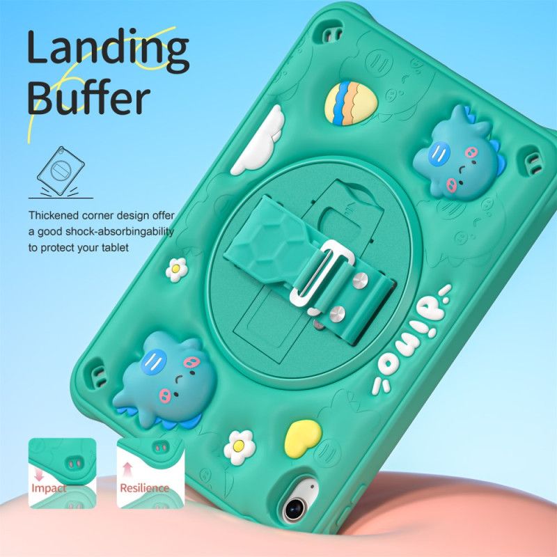 Hoesje iPad (2025) Dinosaurus Met Handvat En Standaard Voor Kinderen