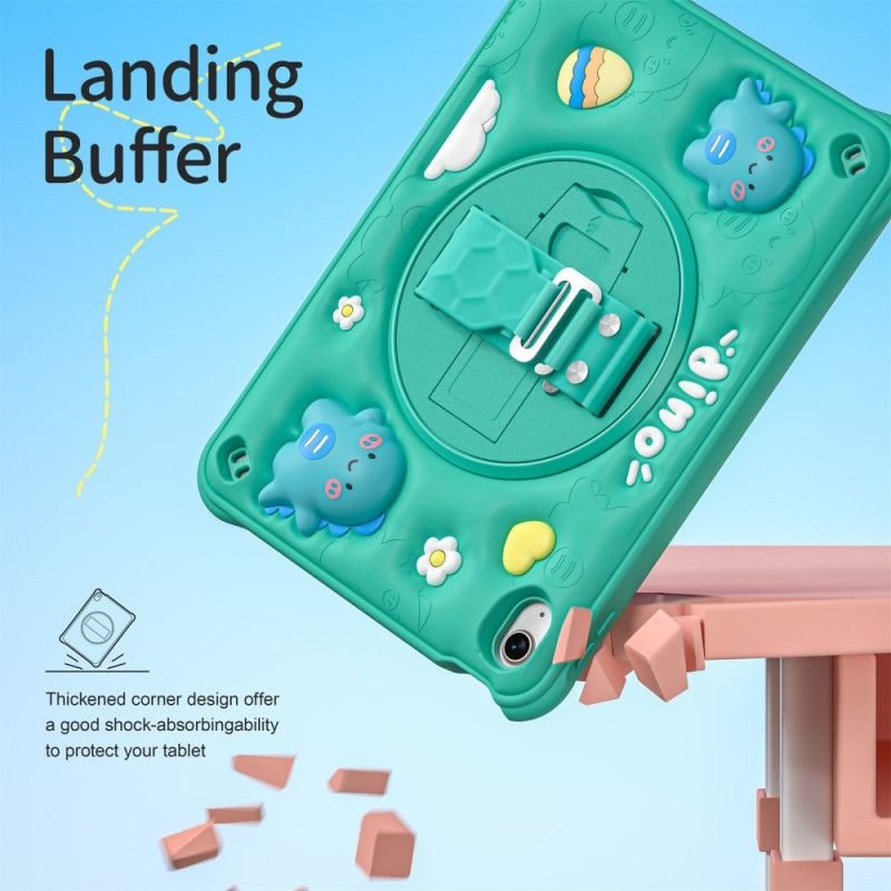 Hoesje iPad (2025) Dinosaurus Met Handvat En Standaard Voor Kinderen