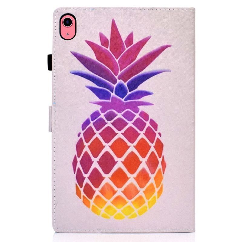 Leren Hoesje iPad (2025) Kleurrijke Ananas