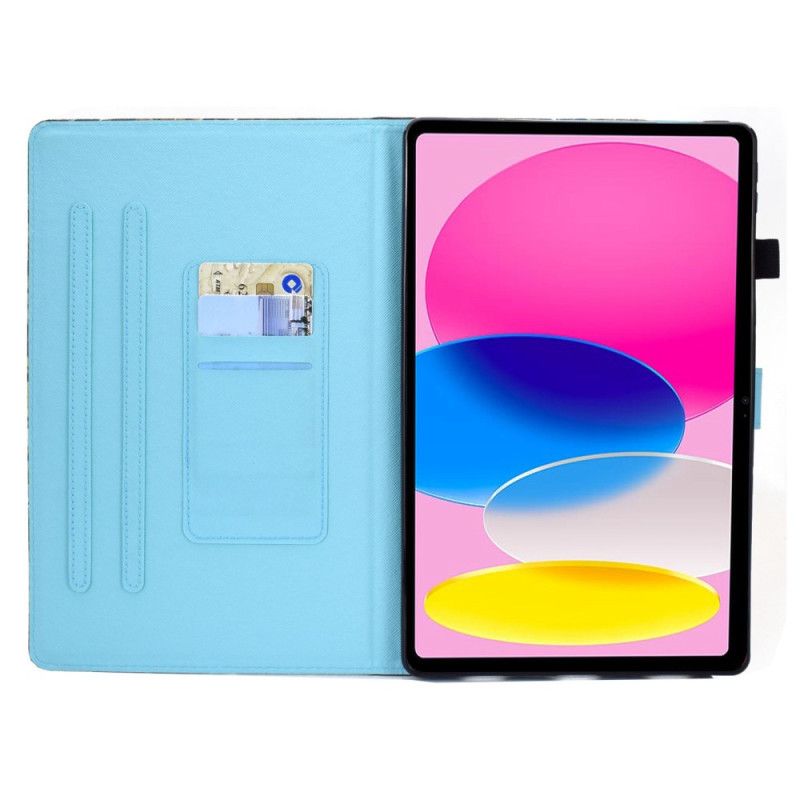 Leren Hoesje iPad (2025) Witte Kat Met Blauwe Ogen Bescherming Hoesje