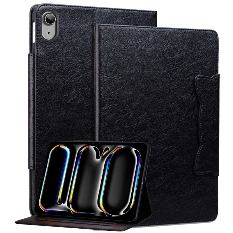 Leren Hoesje Voor iPad (2025) Magnetische Sluiting Met Kattendesign