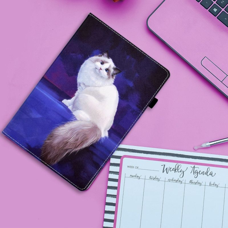 Leren Hoesje Voor iPad (2025) Witte Kat