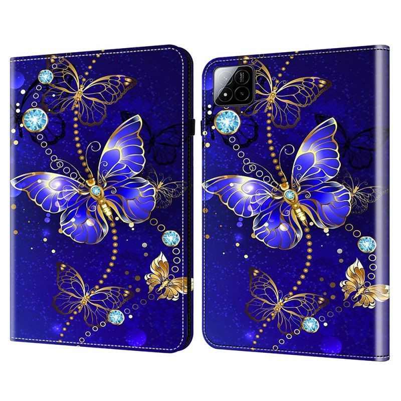 Cover Xiaomi Pad 7 / 7 Pro Blauwe Vlinders En Diamanten