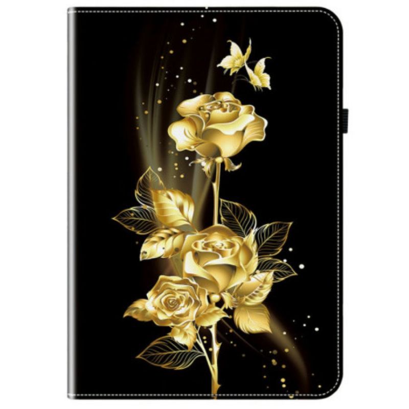 Flip Case Leren Xiaomi Pad 7 / 7 Pro Gouden Rozen En Vlinders