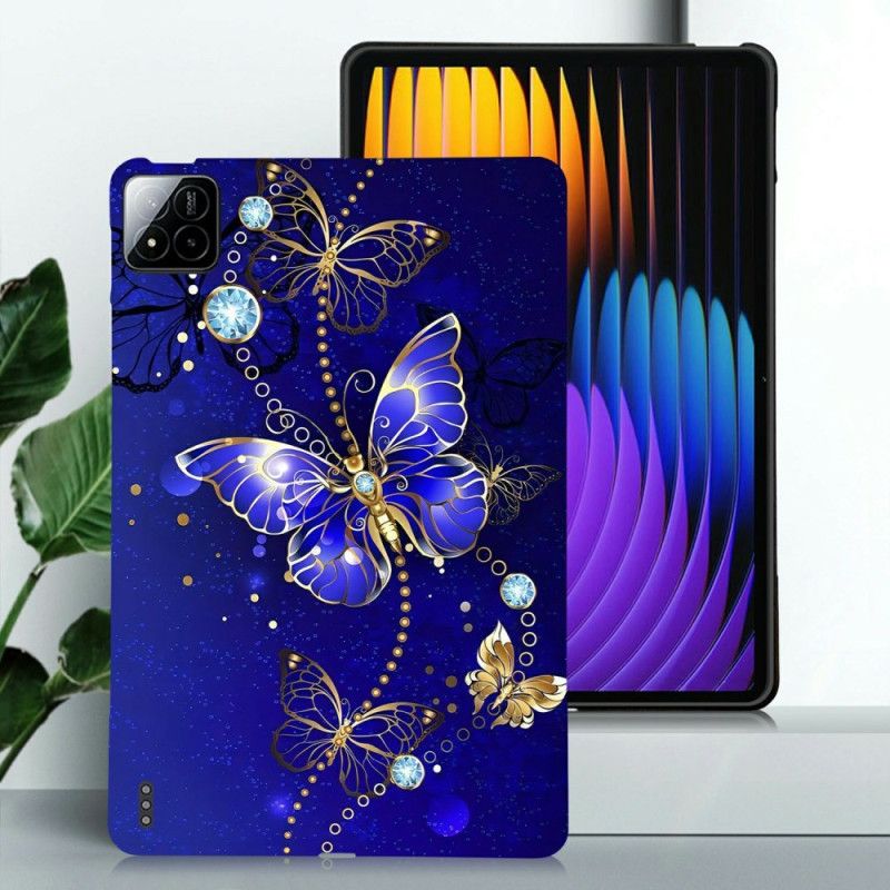 Hoesje Xiaomi Pad 7 / 7 Pro Blauwe Vlinders En Diamanten