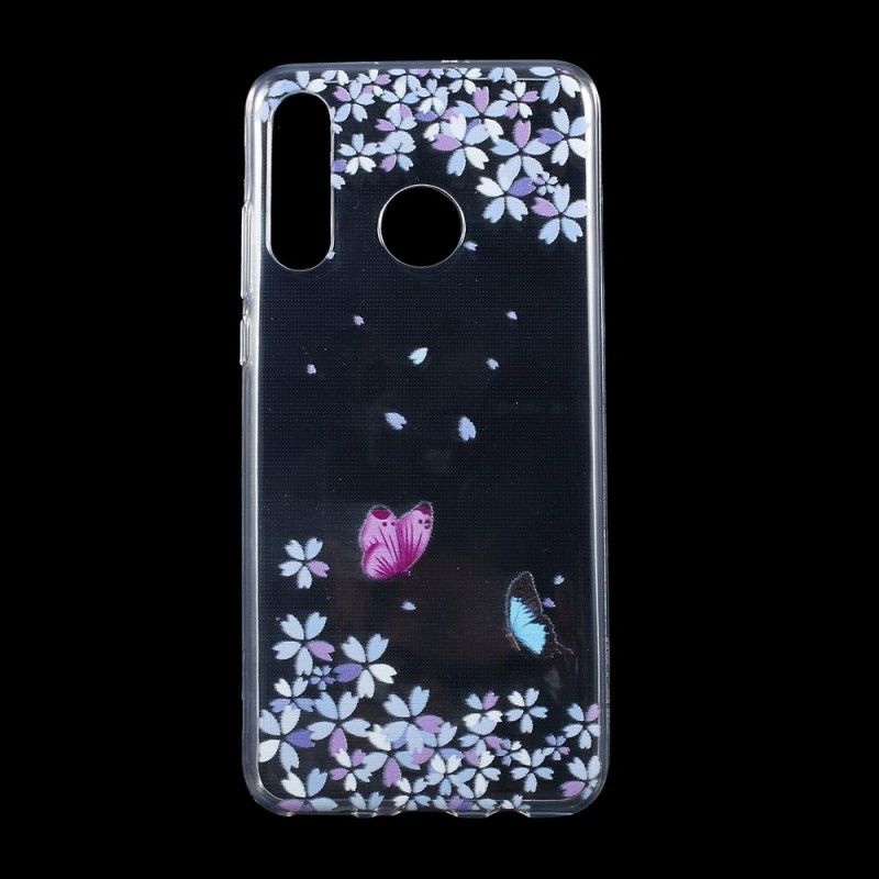 Case Hoesje Huawei P30 Lite Telefoonhoesje Transparante Vlinders En Bloemblaadjes