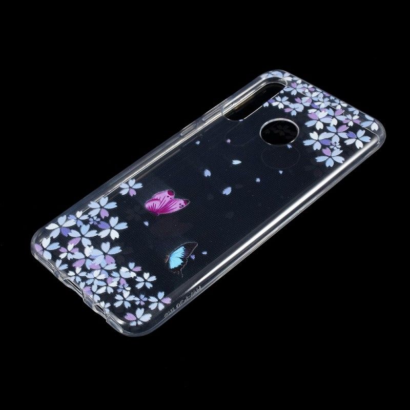 Case Hoesje Huawei P30 Lite Telefoonhoesje Transparante Vlinders En Bloemblaadjes
