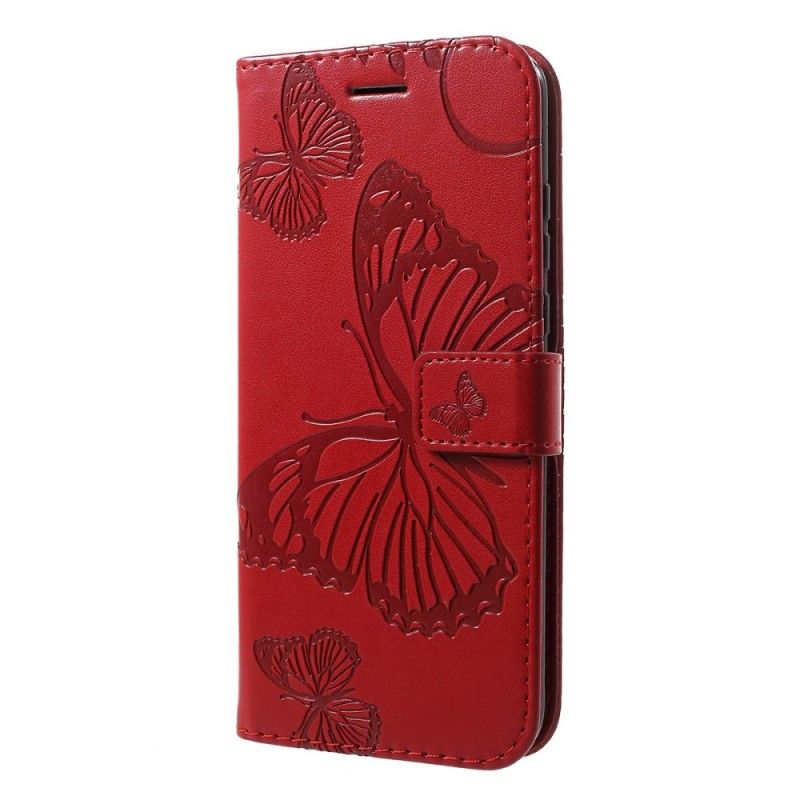 Cover Folio-hoesje Huawei P30 Lite Geel Rood Telefoonhoesje Reuze String Vlinders