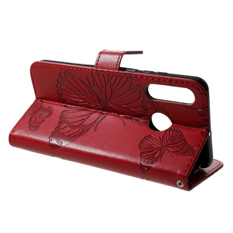 Cover Folio-hoesje Huawei P30 Lite Geel Rood Telefoonhoesje Reuze String Vlinders