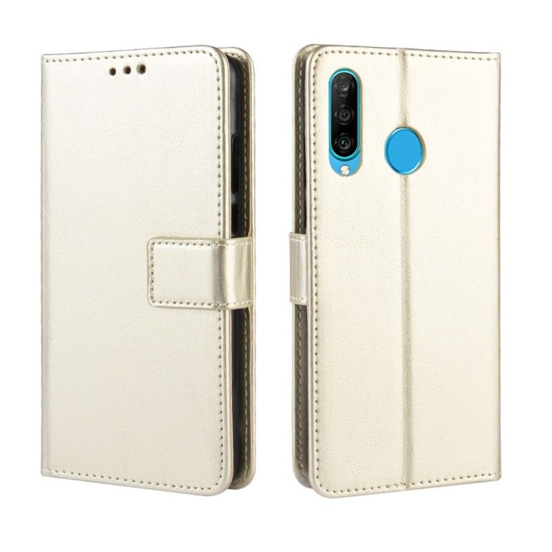 Cover Folio-hoesje Huawei P30 Lite Grijs Zwart Telefoonhoesje Flitsend Kunstleer