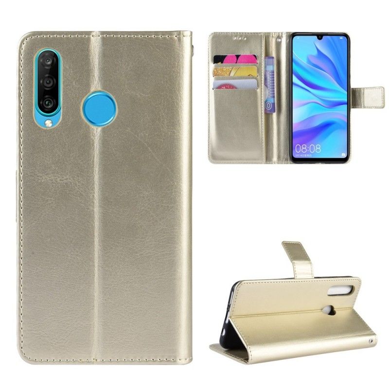 Cover Folio-hoesje Huawei P30 Lite Grijs Zwart Telefoonhoesje Flitsend Kunstleer