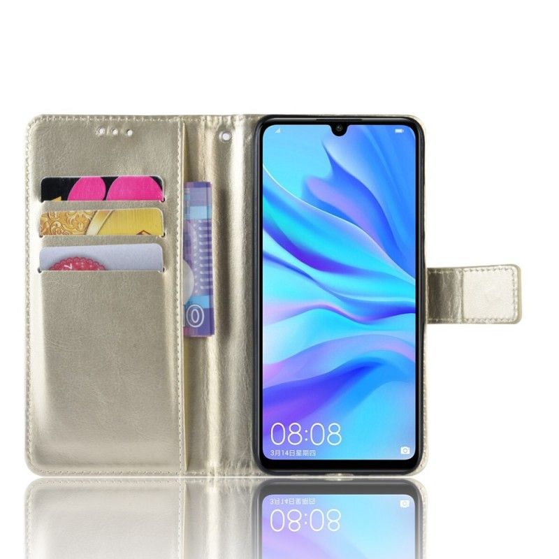 Cover Folio-hoesje Huawei P30 Lite Grijs Zwart Telefoonhoesje Flitsend Kunstleer