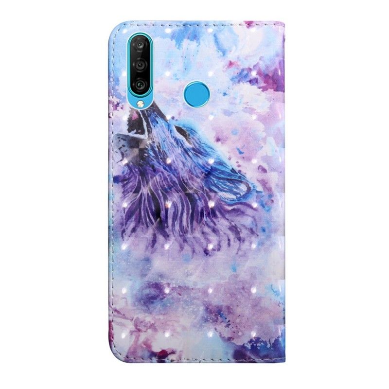 Cover Folio-hoesje Huawei P30 Lite Telefoonhoesje Aquarel Wolf