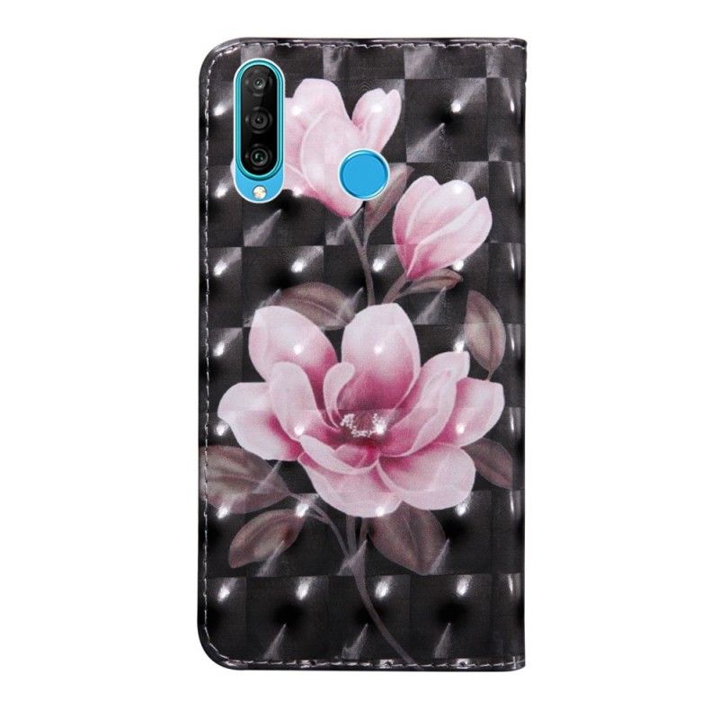 Flip Case Leren Huawei P30 Lite Bloemen Bloeien