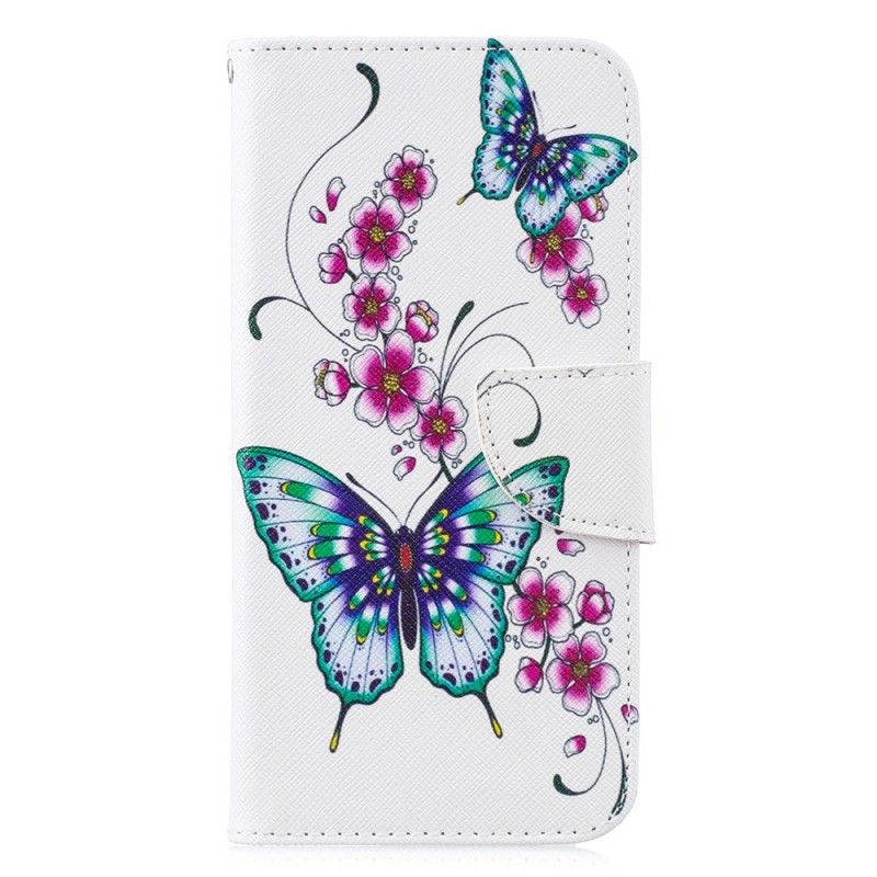 Flip Case Leren Huawei P30 Lite Prachtige Vlinders