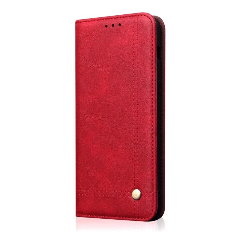 Folio-hoesje voor Huawei P30 Lite Rood Zwart Gestikt Leereffect