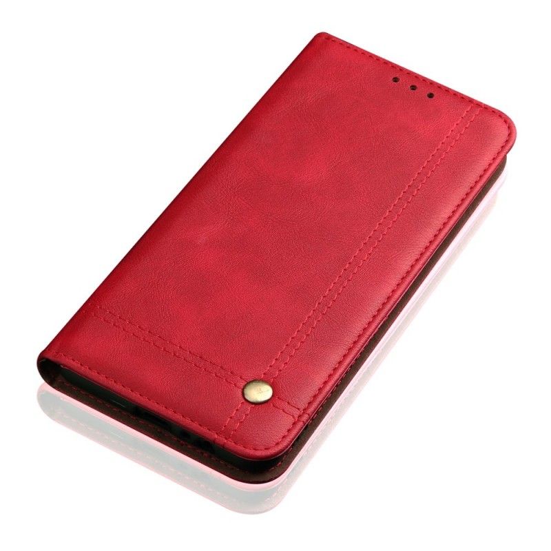 Folio-hoesje voor Huawei P30 Lite Rood Zwart Gestikt Leereffect