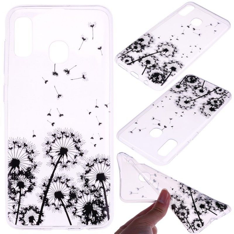 Hoesje voor Huawei P30 Lite Transparant Zwarte Paardebloemen