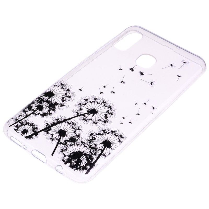 Hoesje voor Huawei P30 Lite Transparant Zwarte Paardebloemen