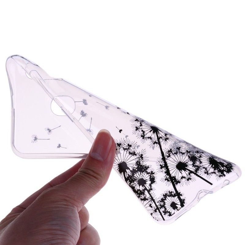 Hoesje voor Huawei P30 Lite Transparant Zwarte Paardebloemen