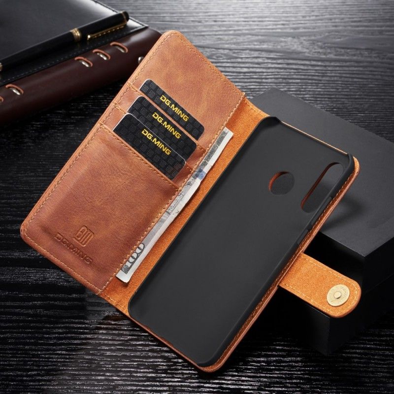 Leren Hoesje Huawei P30 Lite Grijs Zwart Telefoonhoesje Dg. Afneembare Ming