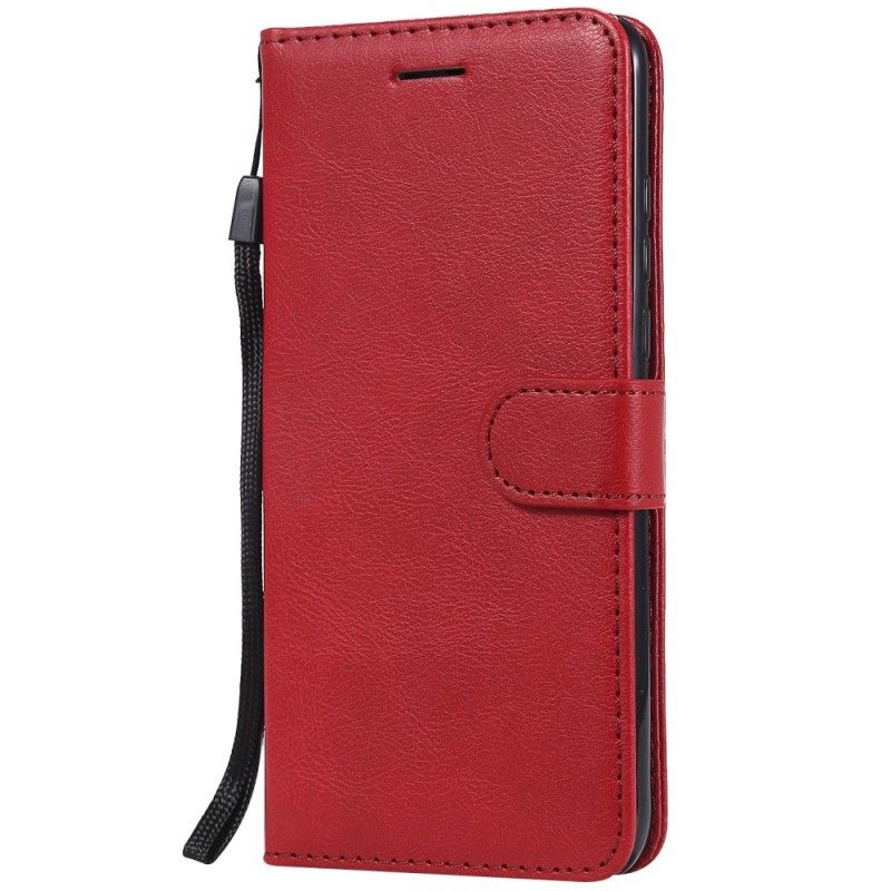 Leren Hoesje Huawei P30 Lite Rood Zwart Leereffect Met String