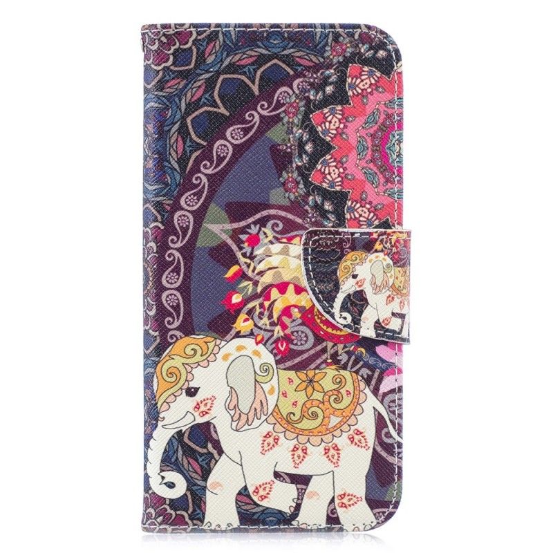 Leren Hoesje voor Huawei P30 Lite Etnische Olifantenmandala