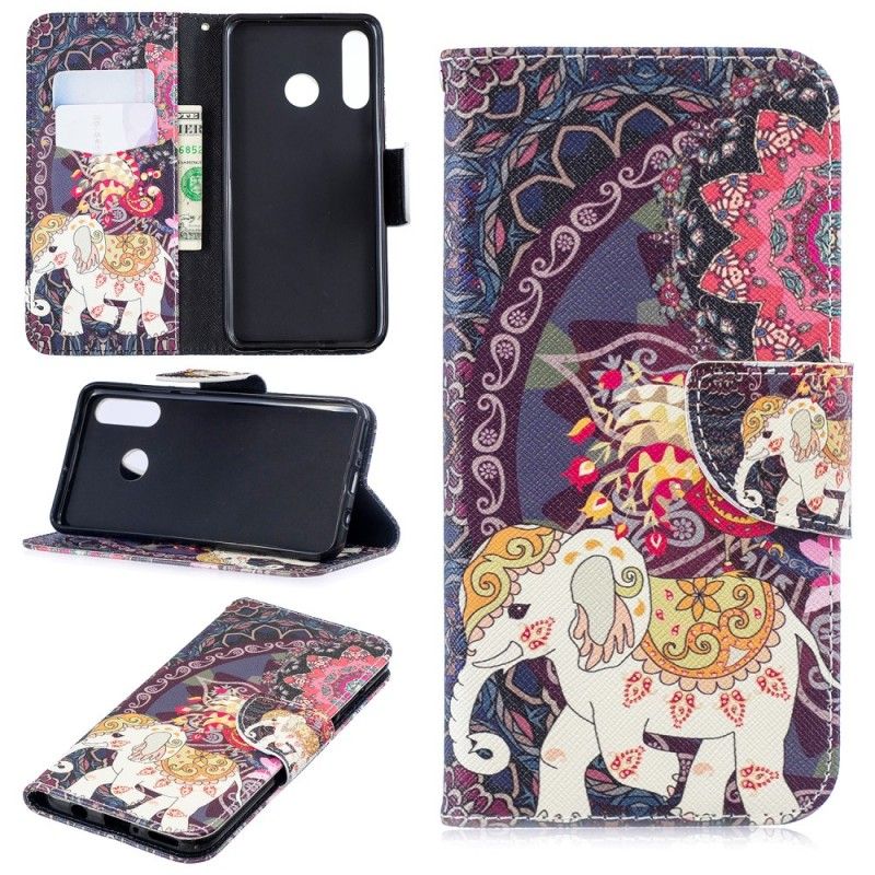 Leren Hoesje voor Huawei P30 Lite Etnische Olifantenmandala