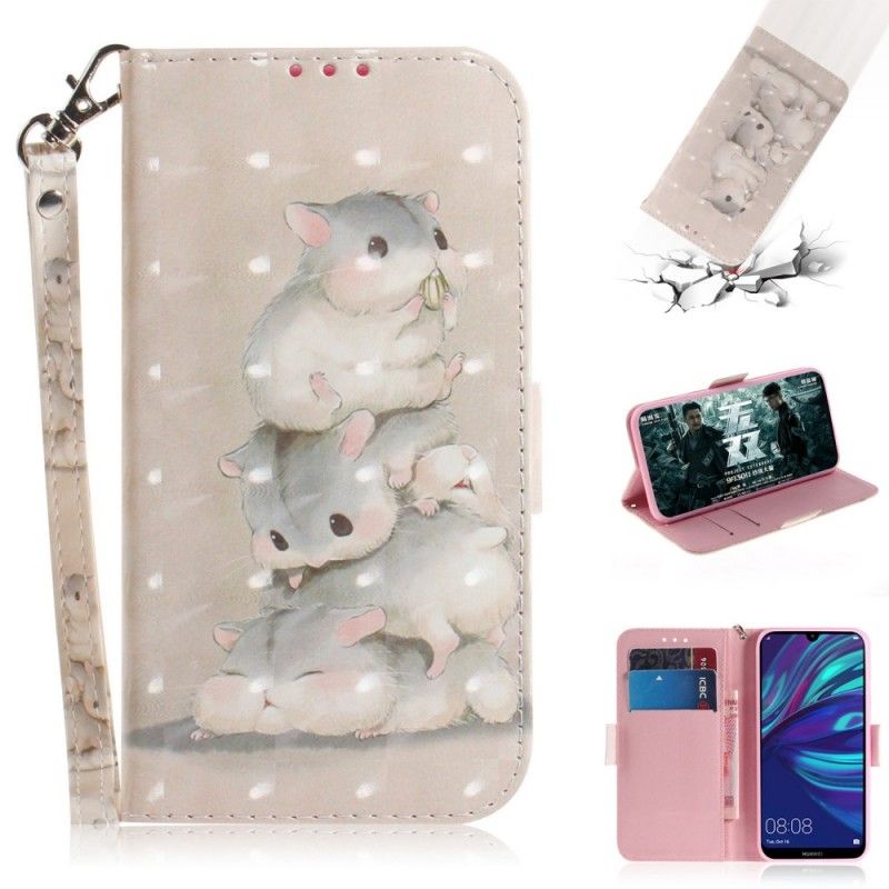 Leren Hoesje voor Huawei P30 Lite Hamsters Met String