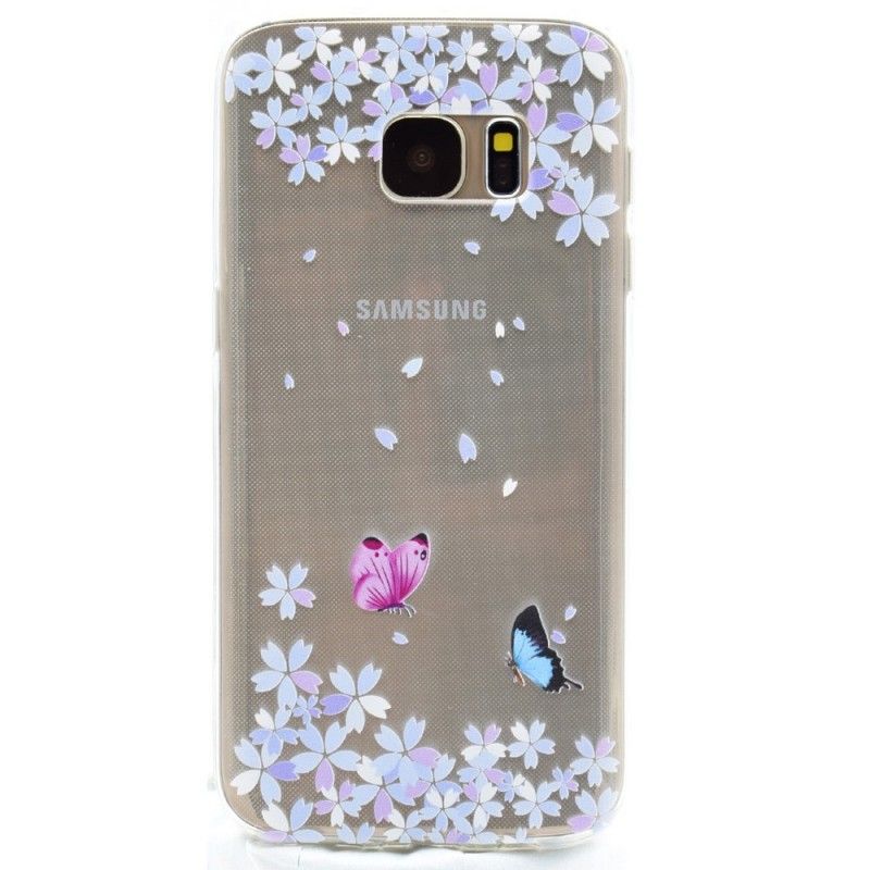 Case Hoesje Samsung Galaxy S7 Telefoonhoesje Transparante Vlinders En Bloemen