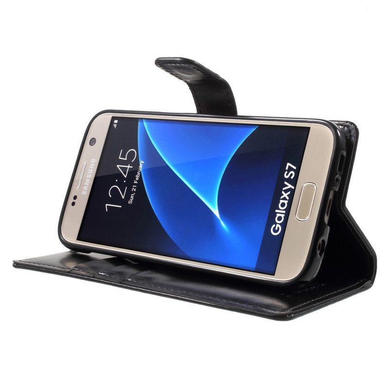 Cover Folio-hoesje Samsung Galaxy S7 Telefoonhoesje Kwikblauwe Maan Leereffect
