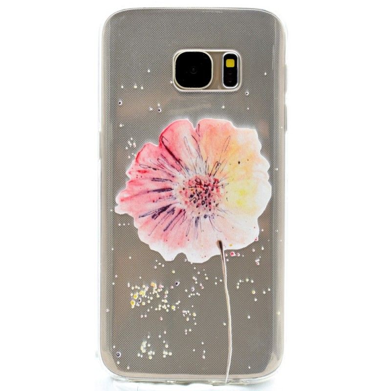 Cover Hoesje Samsung Galaxy S7 Telefoonhoesje Transparante Aquarel Klaproos