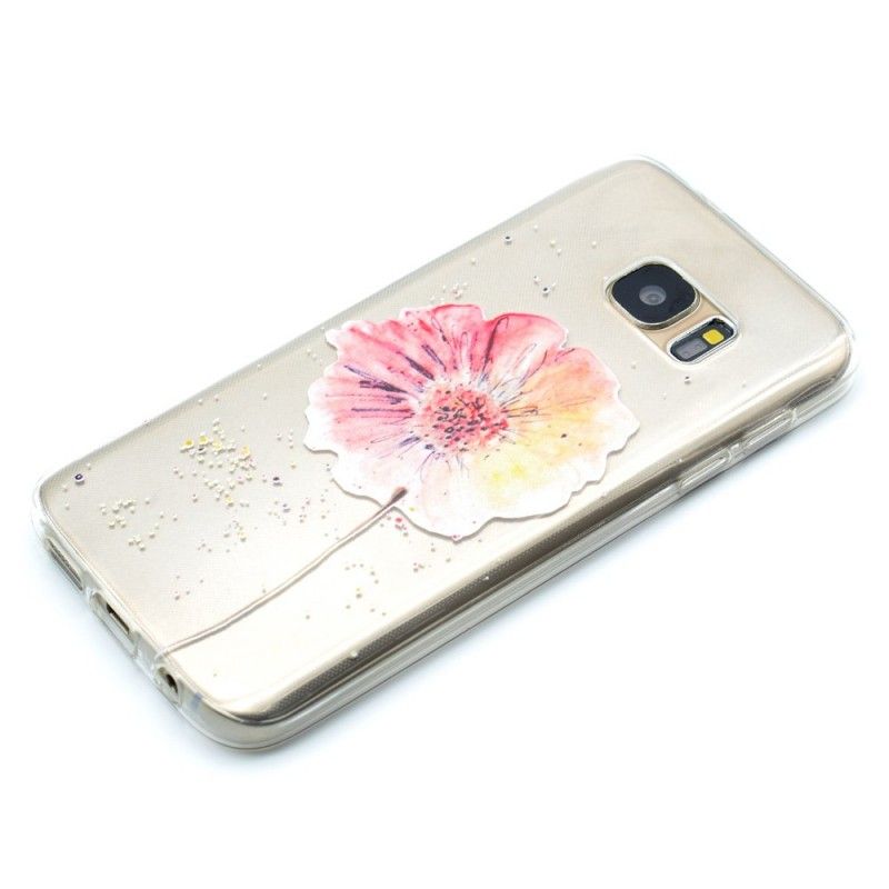 Cover Hoesje Samsung Galaxy S7 Telefoonhoesje Transparante Aquarel Klaproos